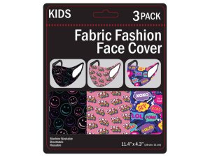 Bulk MO143 3 Pack Girls Fun Washable Face Masks 3 Asst