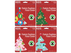 Bulk MO190 Kids Christmas Theme Washable Face Masks 4 Asst