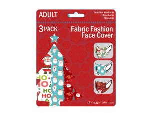 Bulk MO209 3 Pack Adult Christmas Santa And Friends Washable Face Mask