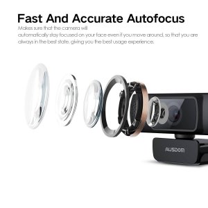 Ausdom AF640 1080p Webcam Auto Focus With Noise Cancelling Microphone