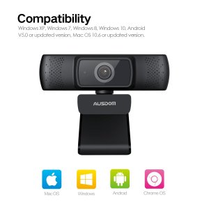 Ausdom AF640 1080p Webcam Auto Focus With Noise Cancelling Microphone