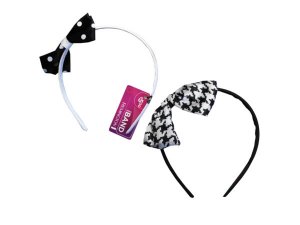 Bulk BB826 1 Count Polka Dot Bow Head Band In Assorted Colors