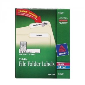 Avery AVE 5366 Avery White File Folder Labels For Laser And Inkjet Pri