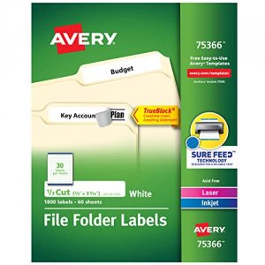 Avery AVE 5366 Avery White File Folder Labels For Laser And Inkjet Pri