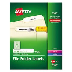 Avery AVE 5366 Avery White File Folder Labels For Laser And Inkjet Pri