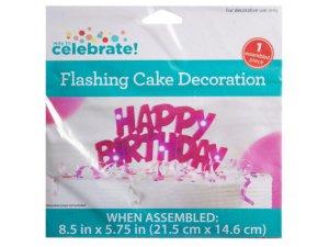 Bulk PC913 Flashing Cake Decoration Happy Birthday In Pink