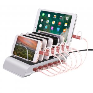 Trexonic TRX-USB61000SLVR 10.2a 6-port Usb Charging Station With 6 Dev