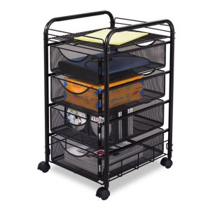 Safco SAF 5214BL Safco Onyx Double Mesh Mobile File Cart - 2 Shelf - 4