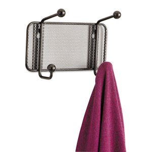 Safco SAF 6402BL Safco Onyx Mesh 3-hook Garment Wall Rack - 3 Hooks - 