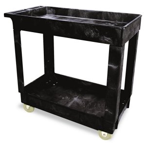 Rubbermaid RCP 9T6700BLA Commercial 4 Casters 2-shelf Utility Cart - 2