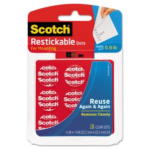 3m R101 Scotch Restickable Strips - 3 Length X 1 Width - 6  Pack - Cle