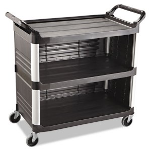 Rubbermaid RCP 409300BK Cart,utility 3 Enc Sd,bk