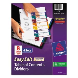 Avery AVE 12173 Averyreg; Ready Index Easy Edit Table Of Cont Dividers