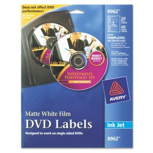 Avery 08962 Label,dvd Flm,20pk,mtwht