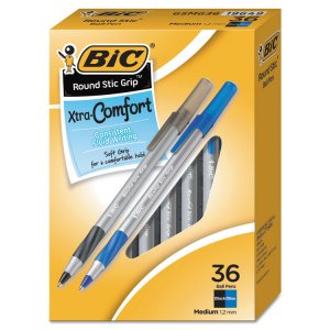 Bic BIC GSMG361BK Round Stic Grip Ballpoint Pen - Medium Pen Point - 1