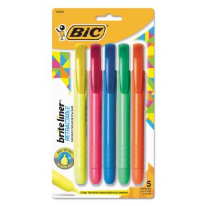 Bic BIC BLR11AST Brite Liner Retractable Highlighters - Chisel Marker 