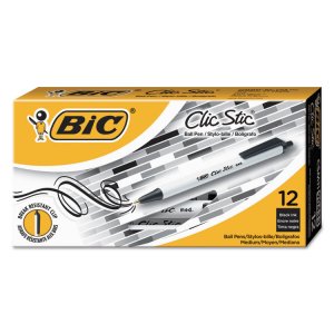 Bic BIC CSM11BK Clic Stic Retractable Ballpoint Pens - Medium Pen Poin