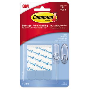 3m 17021CLR-ES Strip,refills,med,9pk,clr