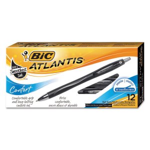 Bic VCGC11-BK Atlantis Comfort Ball Pen - Medium Pen Point - Retractab