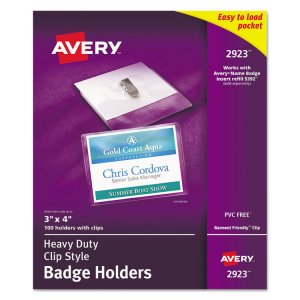 Avery 2923 Averyreg; Heavy-duty Badge Holders - Clip Style - Support 3