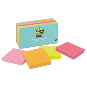 3m MMM 6756SSMIA Post-itreg; Super Sticky Lined Notes - Miami Color Co