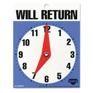 Consolidated 098010 Sign,will Return Clock,be