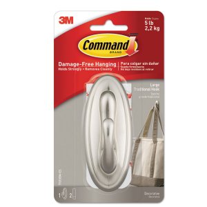 3m MMM 17051BNES Command Medium Traditional Hook, Brushed Nickel - 3 L