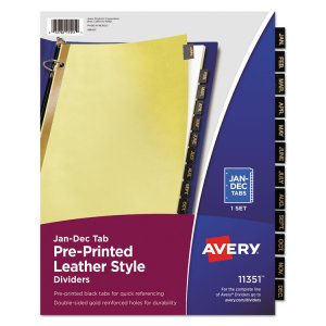 Avery AVE 11352 Averyreg; Preprinted Tab Dividers - Gold Reinforced Ed