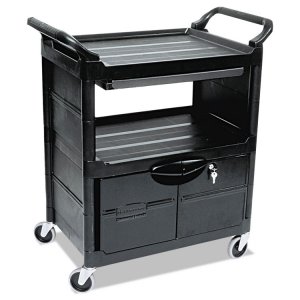 Rubbermaid RCP FG345700BLA Commercial Lockable Storage Utility Cart - 