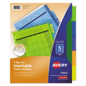 Avery AVE 11835 Averyreg; Big Tab Insertable Plastic Dividers - 5 X Di