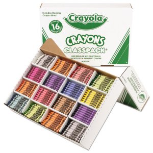 Crayola CYO 528016 16-color Classpack Crayons - Black, Blue, Brown, Gr