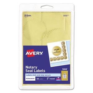 Avery AVE 05868 Averyreg; Printable Gold Foil Notarial Seals - Round -