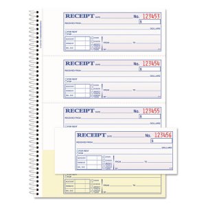 Tops ABF SC1182 Adams Spiral 2-part Moneyrent Receipt Book - 200 Sheet