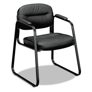 Hon BSX VL653SB11 Hon Sled Base Guest Chair - Black Leather Seat - Bla