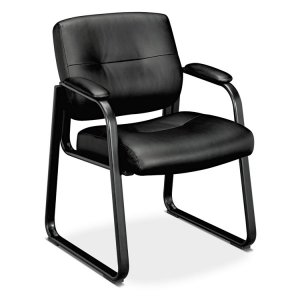 Hon BSX VL693SB11 Hon Client Sled Base Guest Chair - Black Leather Sea