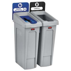 Rubbermaid RCP 2007919 Commercial Slim Jim Recycling Station - Recycla