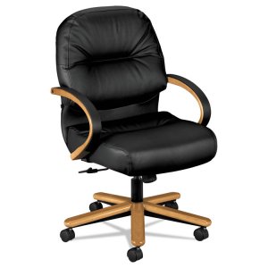 Hon HON 2192NSR11 Hon Pillow-soft Executive Mid-back Chair - Black Lea