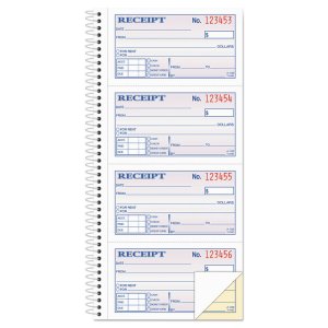 Tops ABF SC1152 Adams Spiral 2-part Moneyrent Receipt Book - 200 Sheet