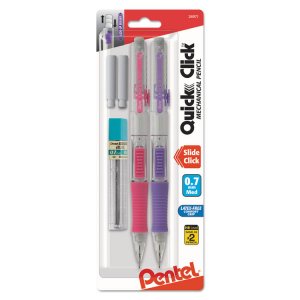 Pentel PD217LEBP2 Pencil,qck Clck,.07mm,ast