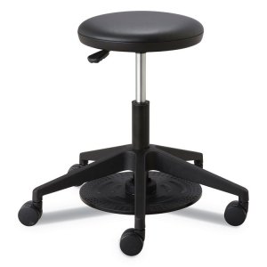 Safco SAF 3437BL Safco Lab Stool With Foot Pedal - Vinyl Seat - Black,