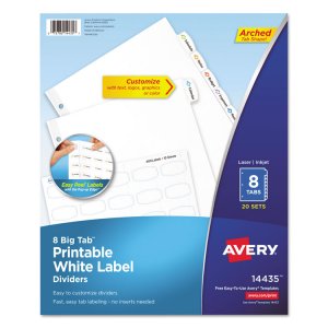 Avery AVE 14434 Averyreg; Big Tab Printable White Label Dividers - 100