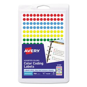 Avery AVE 05459 Averyreg; Color-coding Labels - 34 Diameter - Removabl