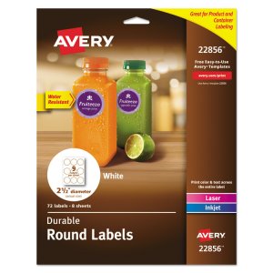 Avery AVE 22856 Averyreg; Durable Round Labels - Permanent Adhesive - 