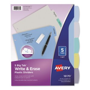 Avery AVE 16171 Averyreg; Big Tab Write  Erase Durable Plastic Divider