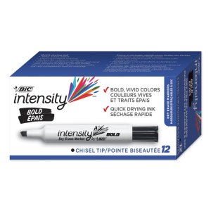 Bic BIC DEC11BK Intensity Bold Color Dry Erase Markers - Chisel Marker