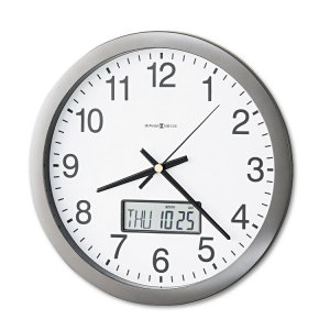 Howard 625-195 Clock,wall,lcd Daydte,gy