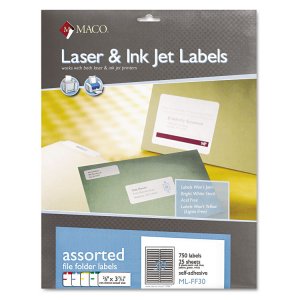 Chartpak/pickett MAC MLFF31 Maco Assorted Laserinkjet File Folder Labe