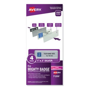 Avery AVE 71202 The Mighty Badgereg; Professional Reusable Name Badge 