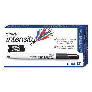 Bic DECFP41-ASST Bold Dry-erase Markers - Fine Marker Point - Black, B