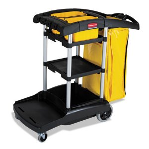 Rubbermaid RCP 9T7200BK Commercial High Capacity Cleaning Cart - 4 Cas